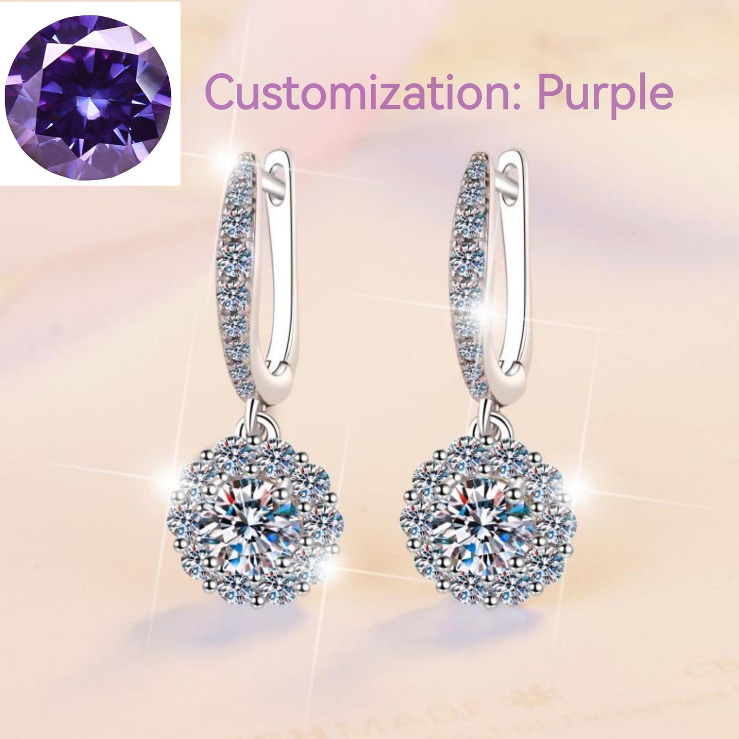 NO.173 S925 Sterling Silver Flower Dangling Earrings Round Earrings Glittering daily life Earrings Springtok