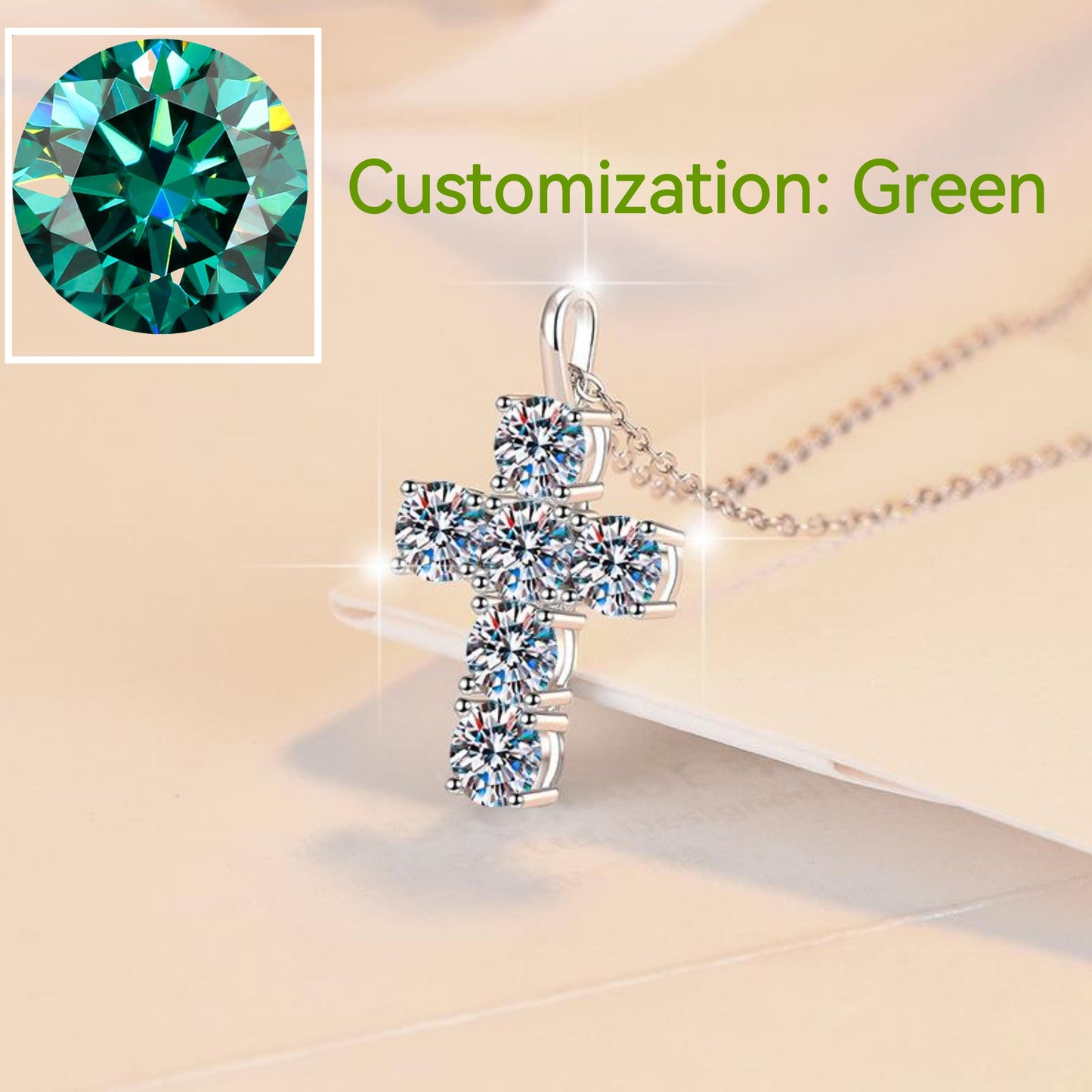 NO.201 S925 Sterling Silver Synthetic Moissanite Big Cross Necklace Birthday Gift Minimalist Pendant Necklace Springtok