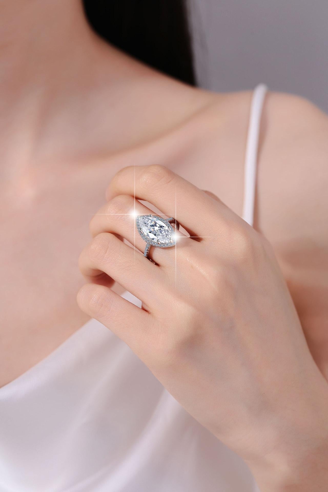 NO.078 8A Cubic Zirconia S925 Sterling Silver Horse Eye Ring fashion jewelry accessory woman girl promise ring Springtok