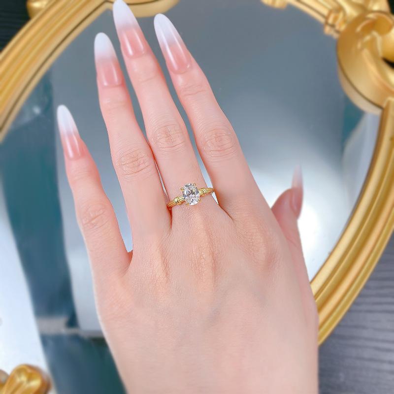 S925 Sterling Silver Oval Cut Oval Ring 6*8mm 6A Cubic Zirconia Ring-349(35%)