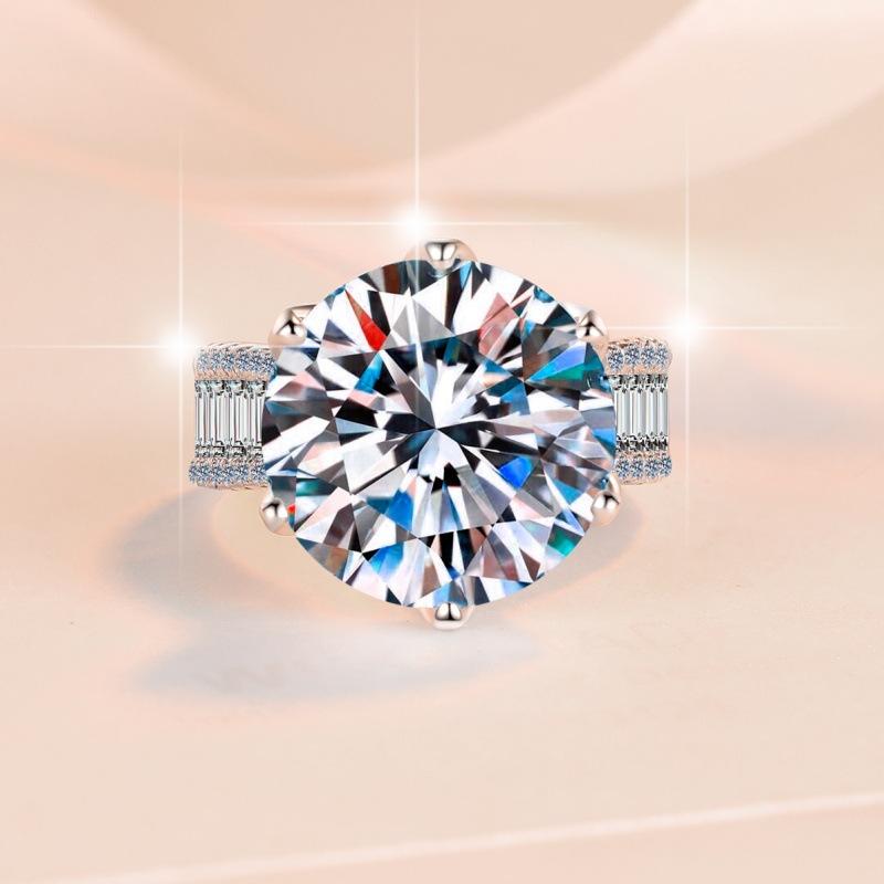NO.124 S925 Sterling Silver 10 Karat Ring Synthetic Moissanite Ring fashion jewelry accessory woman girl promise ring Springtok