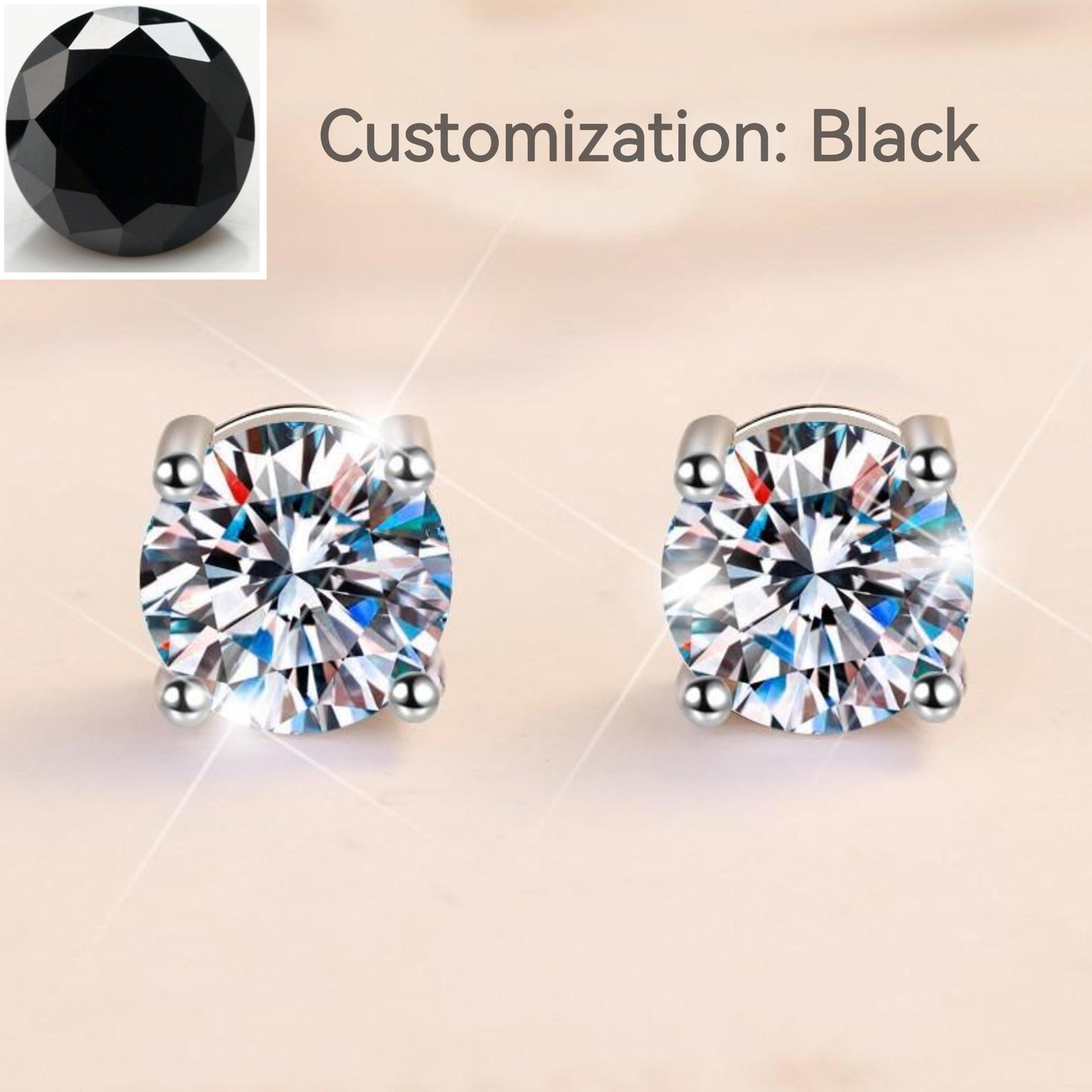 NO.159 S925 Sterling Silver High Grade Synthetic Moissanite Four-Claw Stud Earrings Glittering daily life Earrings Springtok