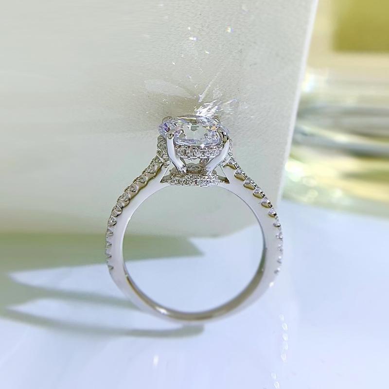 NO.081 S925 Sterling Silver Eight Arrows And Eight Hearts Cut Round Ring 8mm 6A Cubic Zirconia Ring fashion jewelry accessory woman girl promise ring Springtok