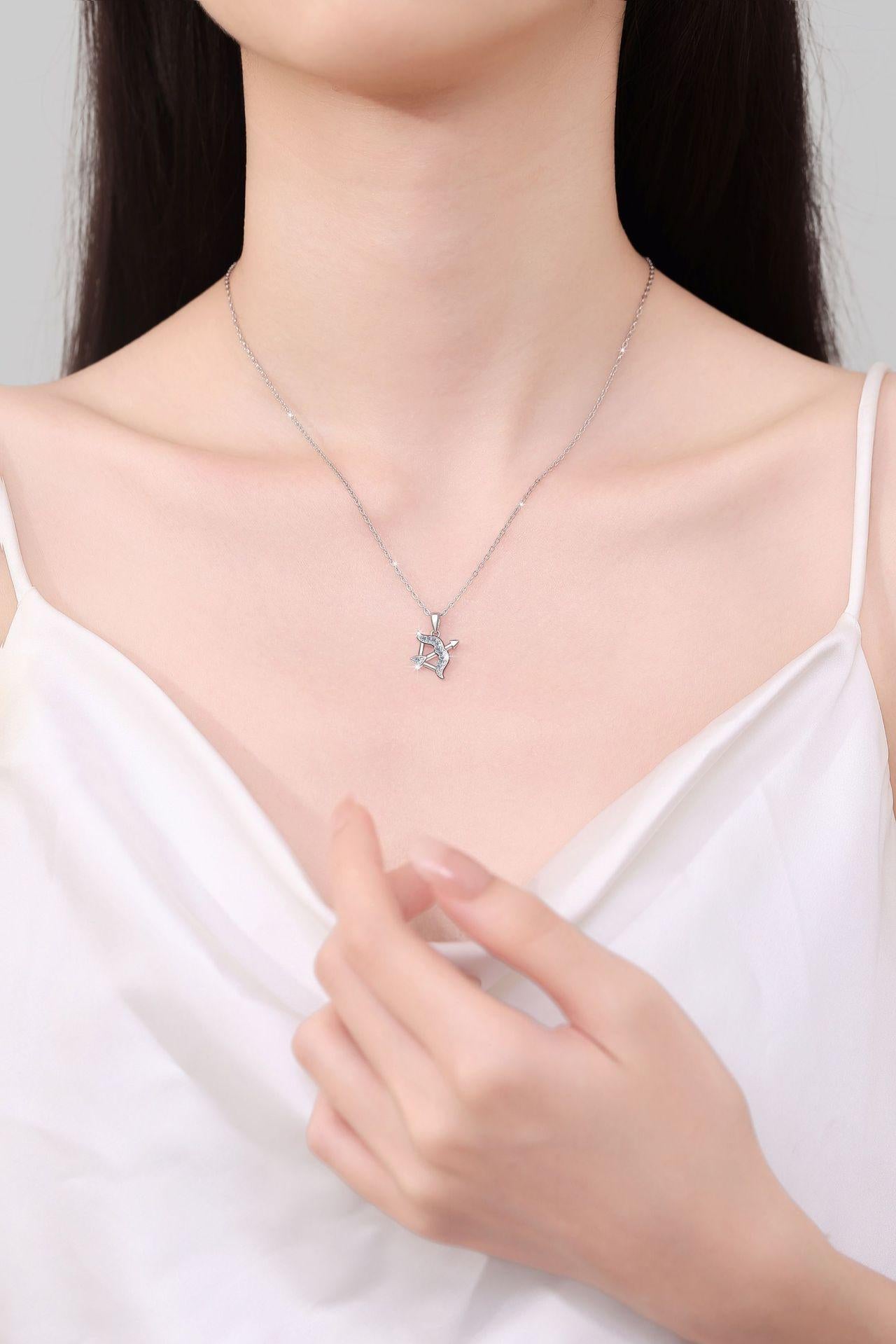 NO.206 S925 Sterling Silver Twelve Constellations Synthetic Moissanite Necklace Birthday Gift Minimalist Pendant Necklace Springtok