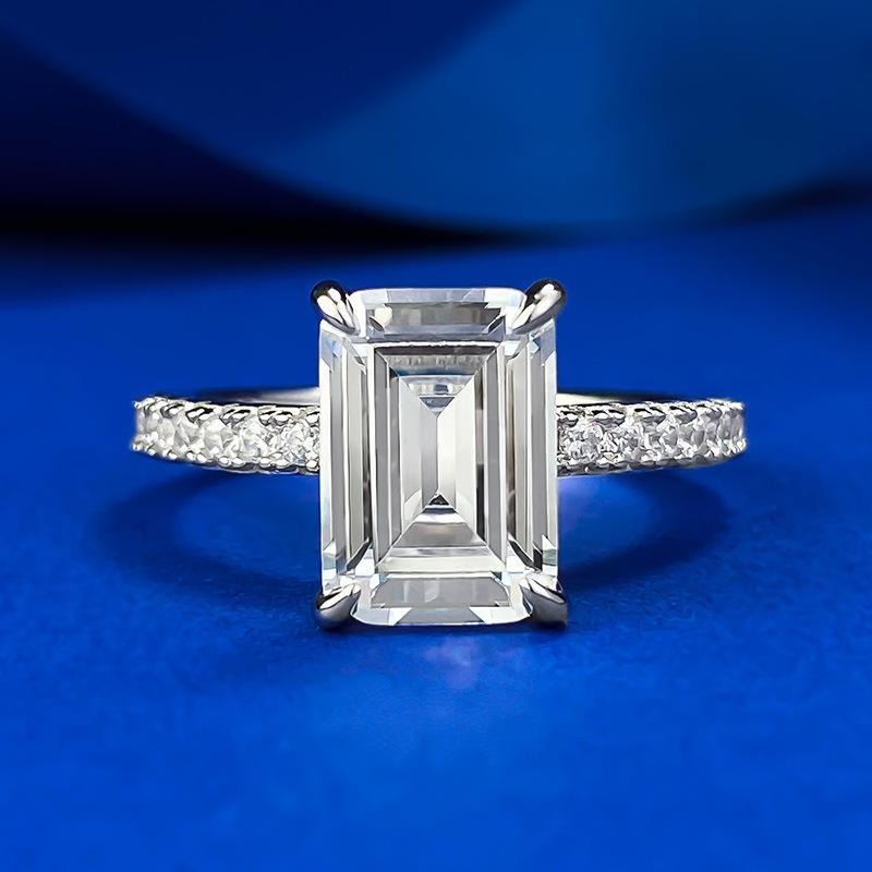 NO.069 S925 Sterling Silver Grandma Cut Square Sugar Ring 7*10mm 6A Cubic Zirconia Ring fashion jewelry accessory woman girl promise ring Springtok