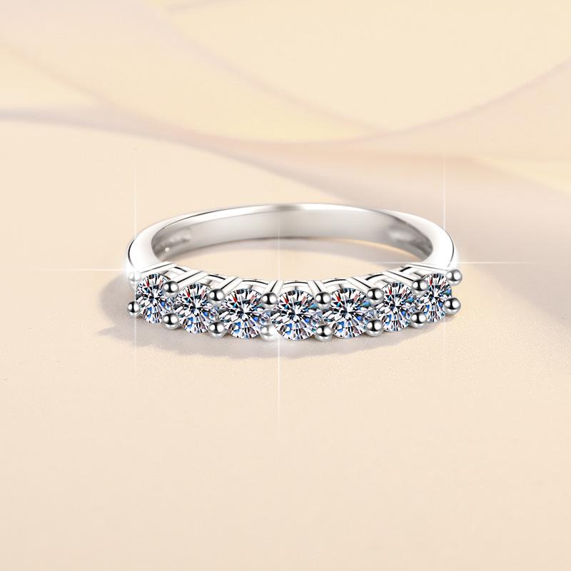 NO.139 S925 Sterling Silver Synthetic Moissanite Seven Star Ring Crown Ring elegant luxury daily life woman birthday gift engagement Springtok