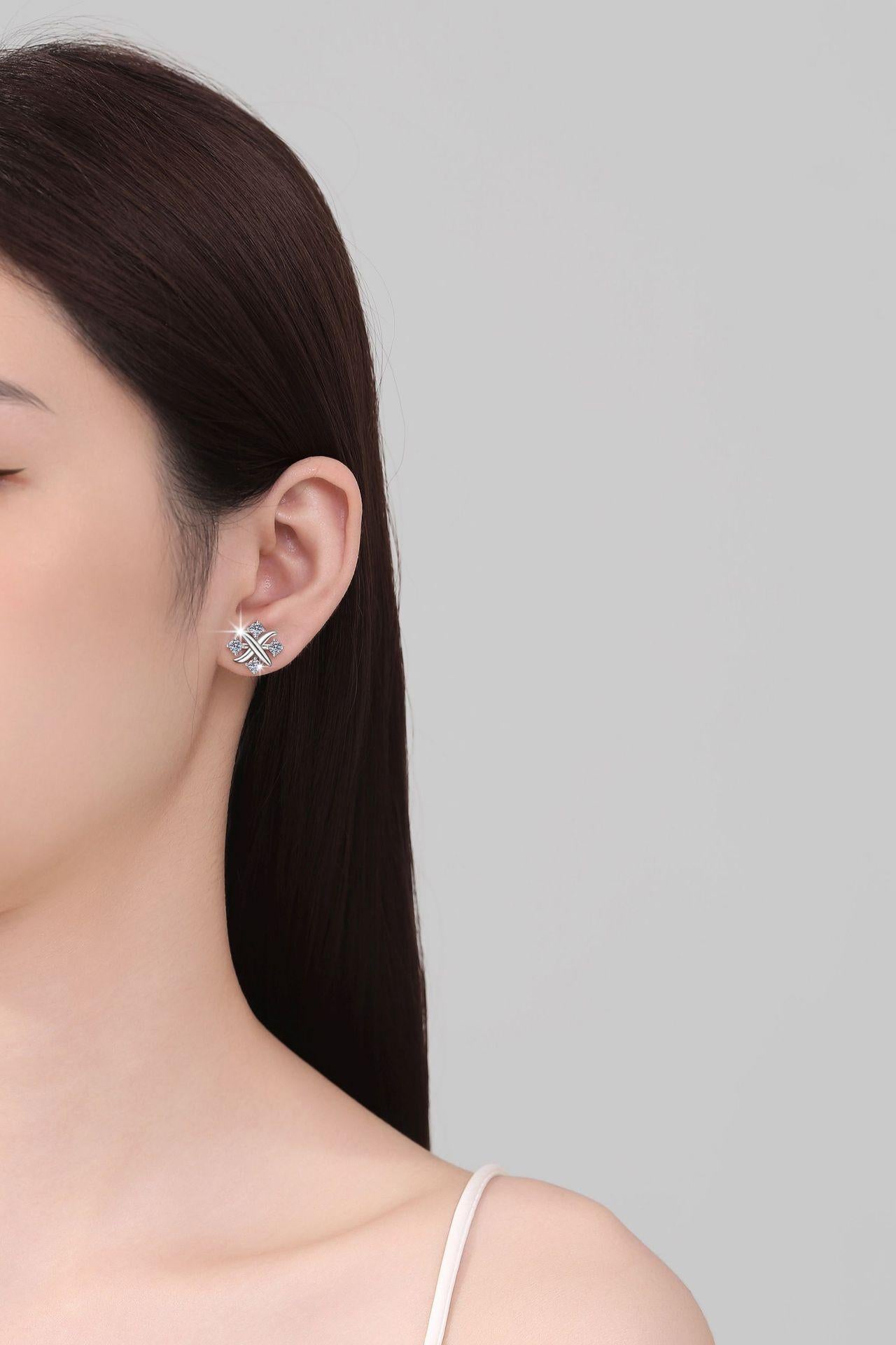 NO.171 925 Sterling Silver Little Windmill Earrings Synthetic Moissanite Earrings Glittering daily life Earrings Springtok
