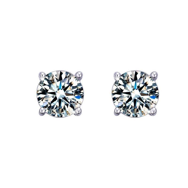 NO.159 S925 Sterling Silver High Grade Synthetic Moissanite Four-Claw Stud Earrings Glittering daily life Earrings Springtok