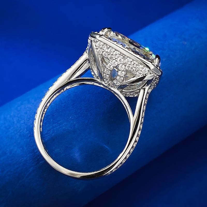 NO.014 S925 Sterling Silver Ice Flower Cut High Carbon Ring 13*13 8A Cubic Zirconia Ring fashion jewelry accessory woman girl promise ring Springtok