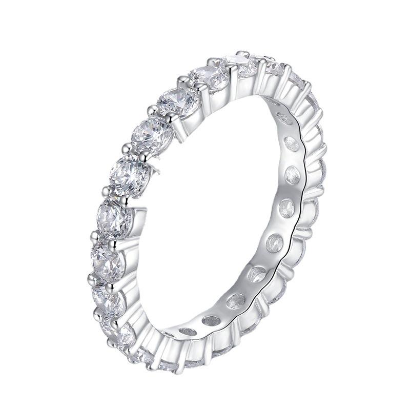 NO.098 S925 Sterling Silver Row Ring 6A Cubic Zirconia Ring ring fashion jewelry accessory woman girl promise ring Springtok