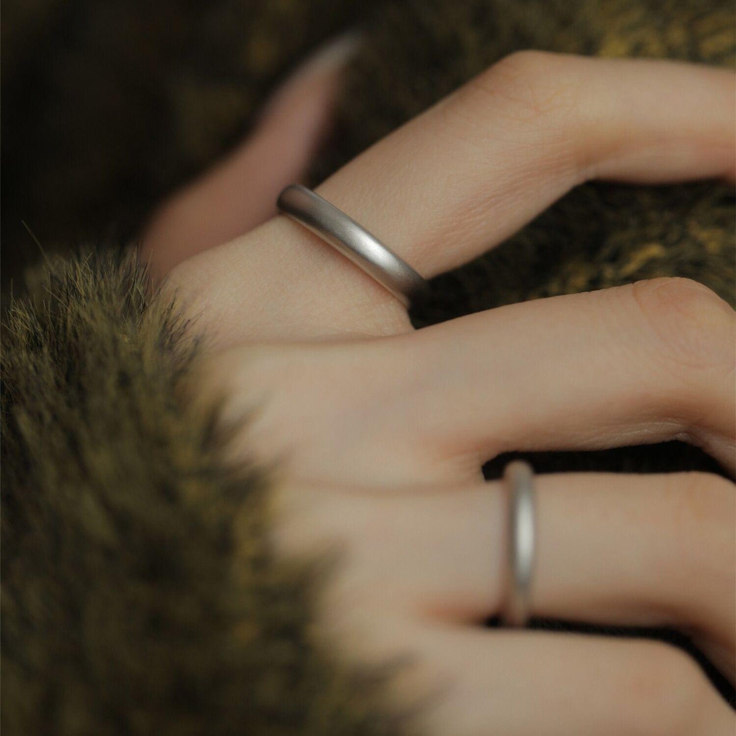 S925 Sterling Silver Matte Couple Rings Plain Band - 537 weddingring(45%)