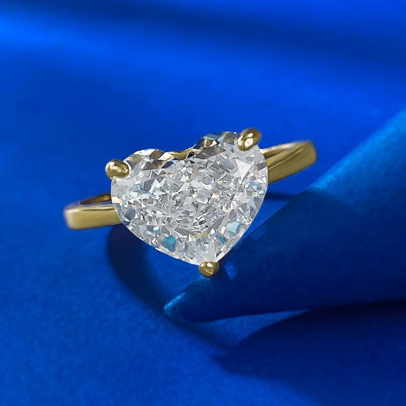 S925 Sterling Silver Ice Flower cut fat heart ring 10*8mm 8A cubic zirconia ring fashion jewelry accessory woman girl promise ring Springtok-354(35%)