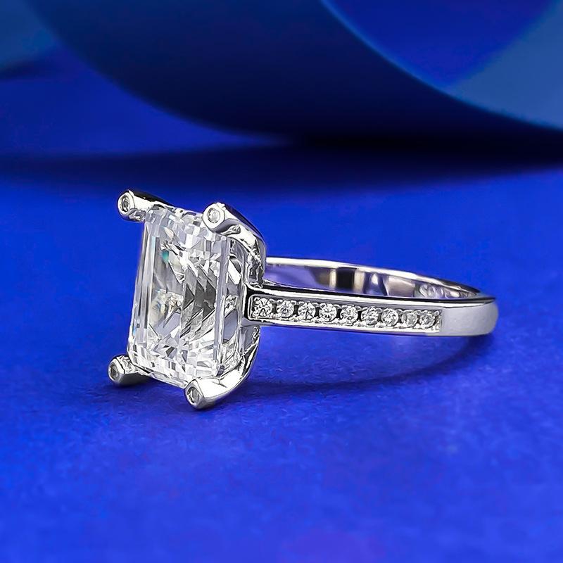 NO.070 S925 Sterling Silver Grandma Cut Square Ring 7*10mm 6A Cubic Zirconia Ring fashion jewelry accessory woman girl promise ring Springtok