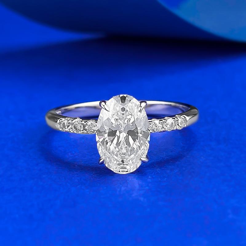 NO.051 S925 Sterling Silver Oval Cut Oval Ring 6*9mm 6A Cubic Zirconia Ring fashion jewelry accessory woman girl promise ring Springtok