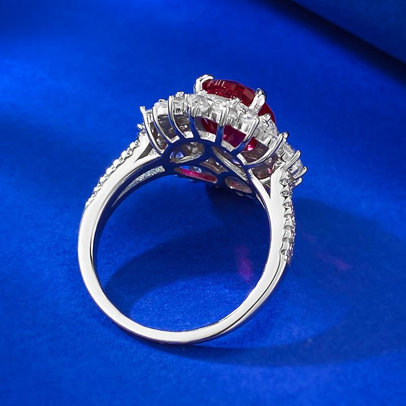NO.061 S925 sterling silver oval ring 8*10mm 6A red cubic zirconia ring fashion jewelry accessory woman girl promise ring Springtok