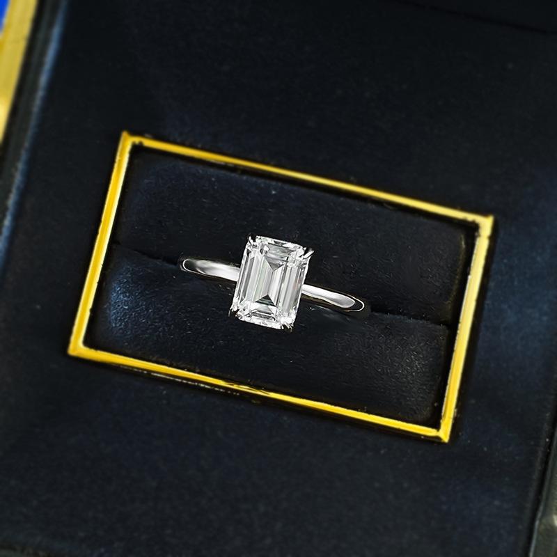 NO.071 S925 Sterling Silver Grandma Cut Square Sugar Ring 6*8mm 6A Cubic Zirconia Ring fashion jewelry accessory woman girl promise ring Springtok