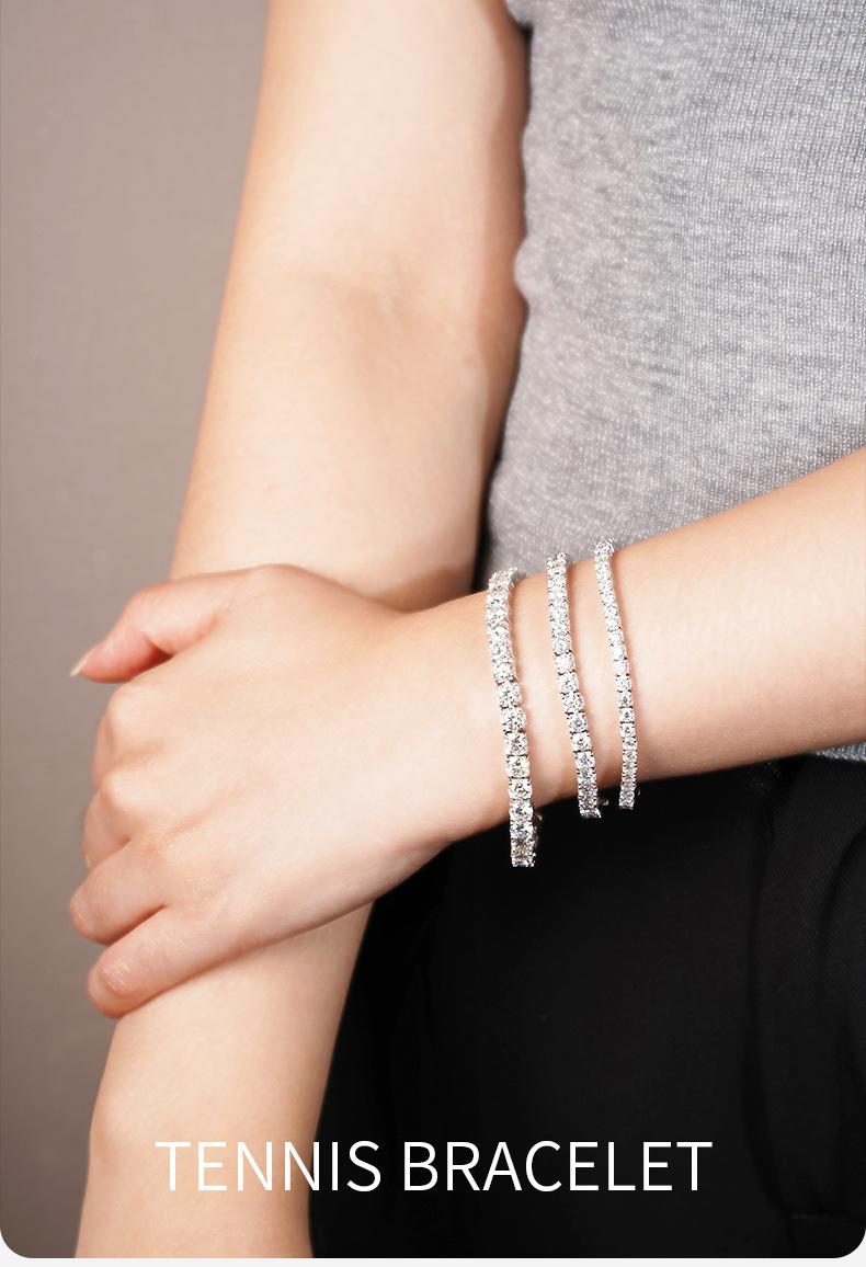 NO.225 S925 Sterling Silver Synthetic Moissanite Tennis Bracelet