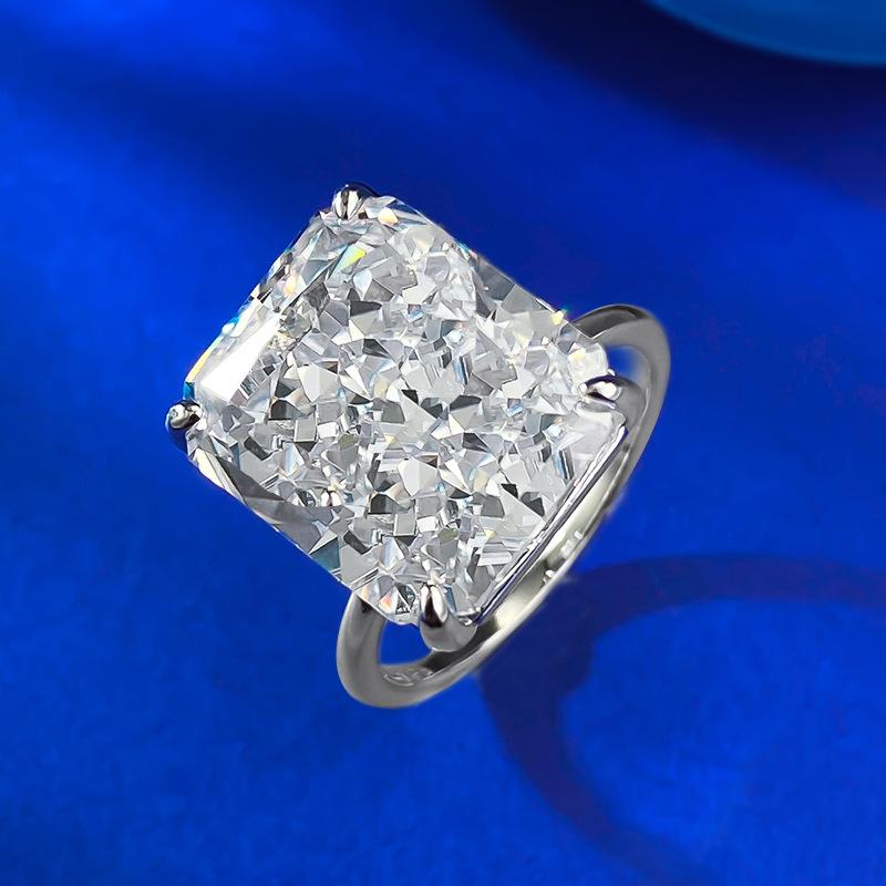 NO.003 S925 Sterling Silver Ice Flower Cut Square Ring 12*14mm 8A Cubic Zirconia Ring fashion jewelry accessory woman girl promise ring Springtok
