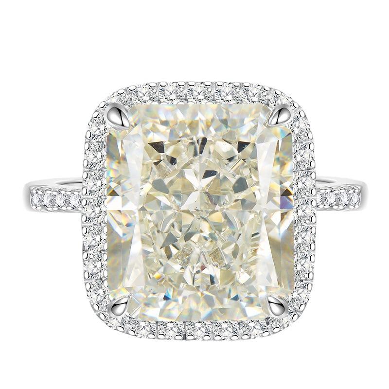 NO.015 S925 Sterling Silver Ice Flower Cut High Carbon Ring 12*14 8A Cubic Zirconia Ring fashion jewelry accessory woman girl promise ring Springtok
