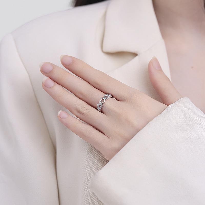 NO.152 S925 Sterling Silver Little Heart-Shaped Ring Synthetic Moissanite Ring elegant luxury daily life woman birthday gift engagement Springtok
