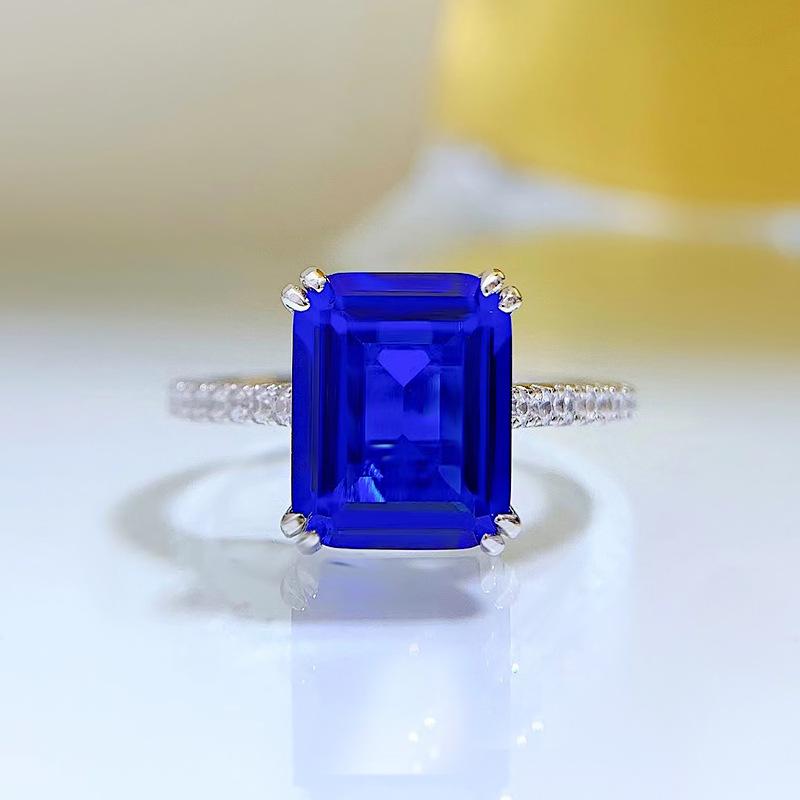 NO.072 S925 Sterling Silver Grandmother Cut Square Ring 8*10mm 6A Cubic Zirconia Ring fashion jewelry accessory woman girl promise ring Springtok