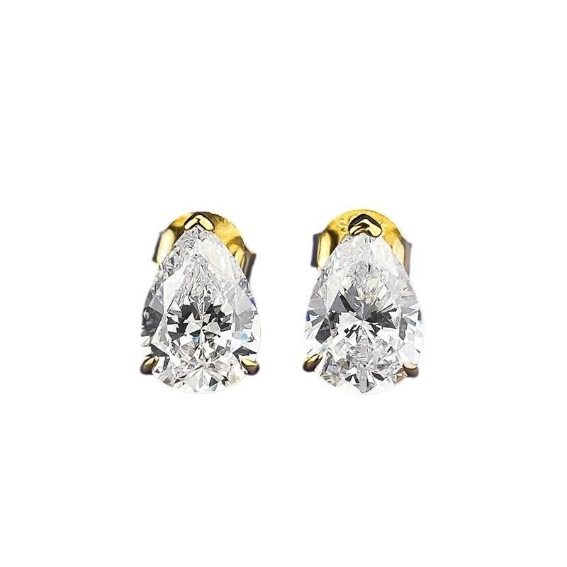 NO.189 S925 Sterling Silver Pear-Shaped Cut Ear Stud 7 * 9mm 6A Cubic Zirconia Earrings Glittering daily life Earrings Springtok