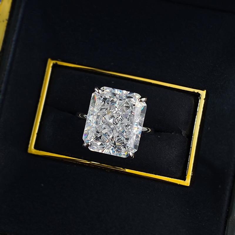 NO.003 S925 Sterling Silver Ice Flower Cut Square Ring 12*14mm 8A Cubic Zirconia Ring fashion jewelry accessory woman girl promise ring Springtok