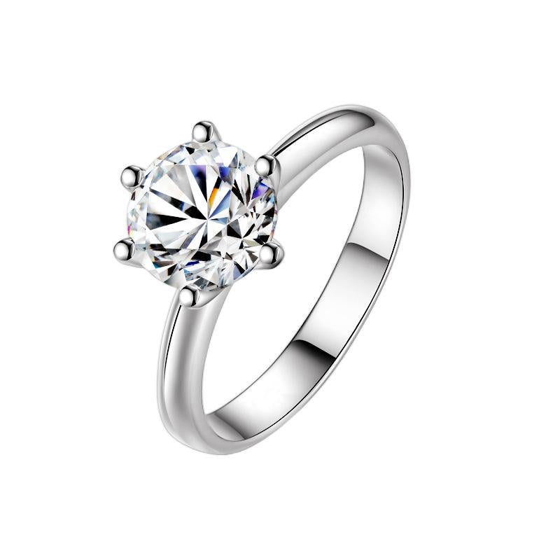NO.103 Pink-S925 Sterling Silver D Color Synthetic Moissanite Six-claws Ring 1/2/3/5 Carat Elegant Luxury Daily Life Woman Birthday Gift Engagement Springtok