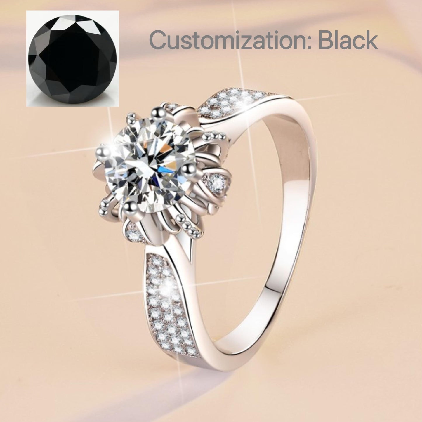 NO.111 925 Sterling Silver Rose Bud Ring Synthetic Moissanite Ring fashion jewelry accessory woman girl promise ring Springtok