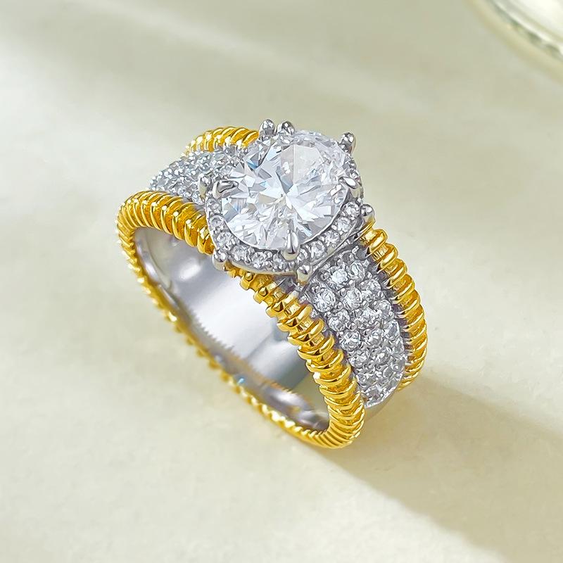 NO.059 S925 Silver Wind Band Oval Cut Ring 6 * 8mm 6A Cubic Zirconia Ring fashion jewelry accessory woman girl promise ring Springtok