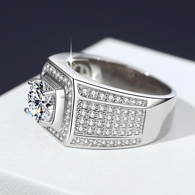 NO.153 S925 Sterling Silver Big Starry Synthetic Moissanite Ring fashion jewelry accessory promise ring Springtok Men's Ring