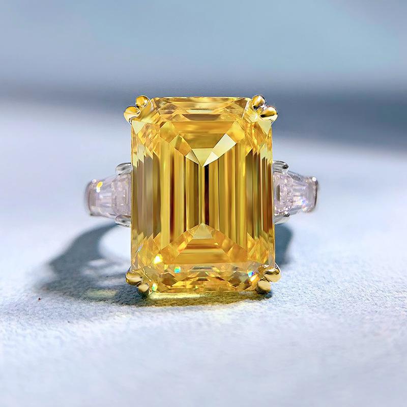 NO.066 S925 Sterling Silver Asscher Cut High Carbon Ring 11*15mm 8A Cubic Zirconia Ring fashion jewelry accessory woman girl promise ring Springtok
