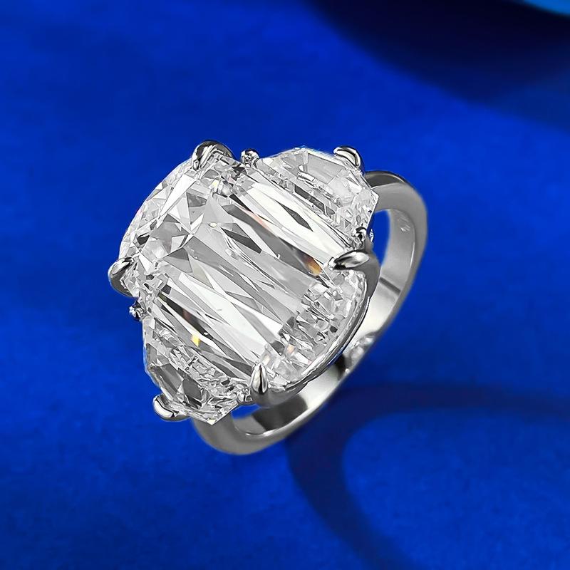 NO.048 S925 Silver Fat Square Prism Cut Ring 10 * 14mm 8A Cubic Zirconia Ring fashion jewelry accessory woman girl promise ring Springtok
