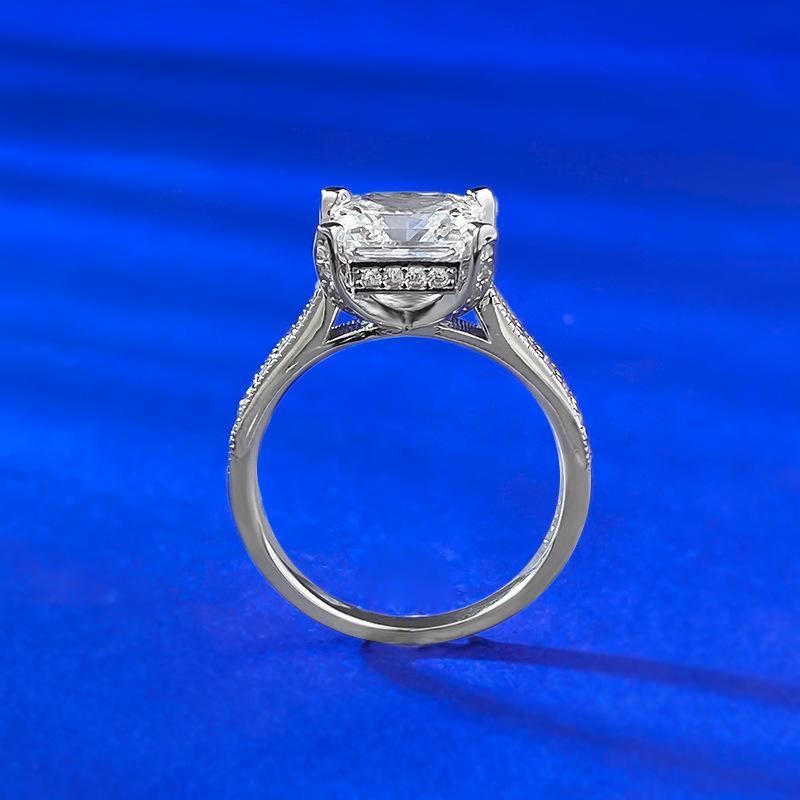 NO.024 S925 Sterling Silver Princess Cut Four Claw Ring 8*8mm 6A Cubic Zirconia Ring fashion jewelry accessory woman girl promise ring Springtok