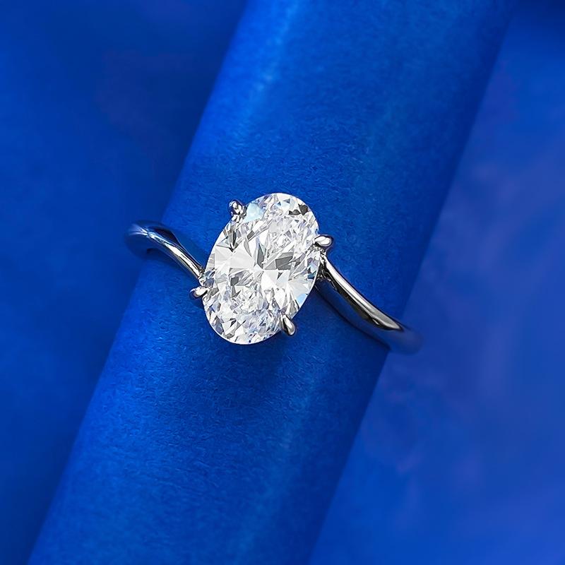 NO.050 S925 Sterling Silver Oval Cut Oval Ring 6*9 6A Cubic Zirconia Ring fashion jewelry accessory woman girl promise ring Springtok