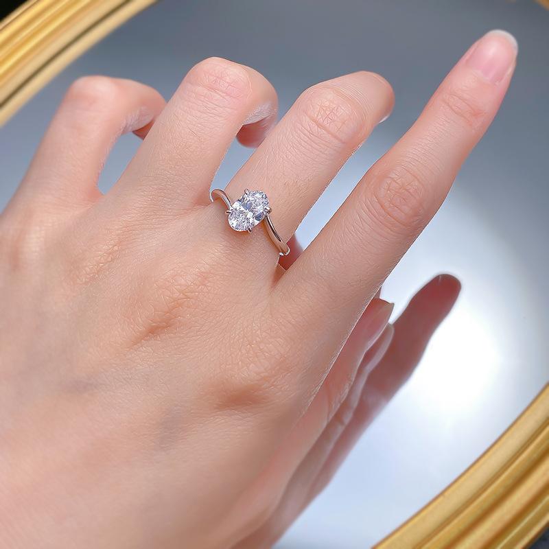 NO.050 S925 Sterling Silver Oval Cut Oval Ring 6*9 6A Cubic Zirconia Ring fashion jewelry accessory woman girl promise ring Springtok