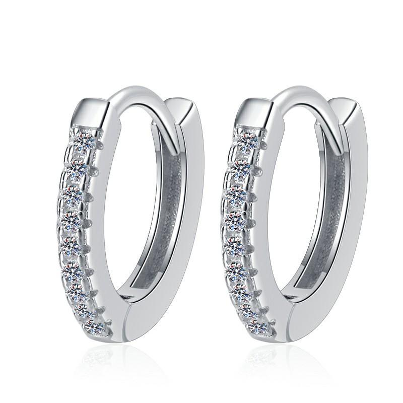NO.172 S925 Sterling Silver Circular Earrings Synthetic Moissanite Earrings Glittering daily life Earrings Springtok