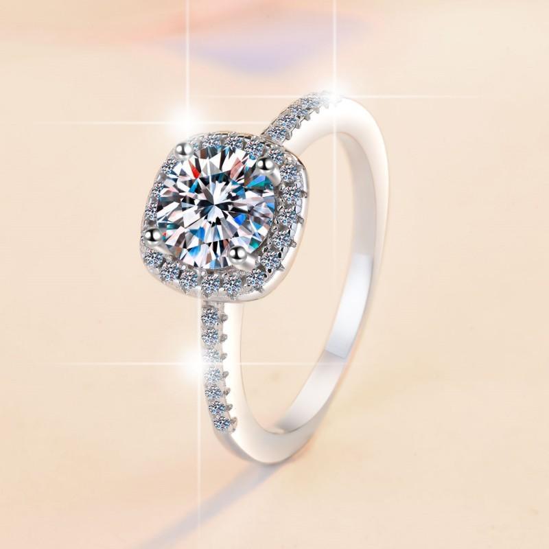 S925 Sterling Silver D Color Synthetic Moissanite Square Ring 1/2 Carat White/Green/Yellow/Black fashion jewelry accessory woman girl promise ring Springtok
