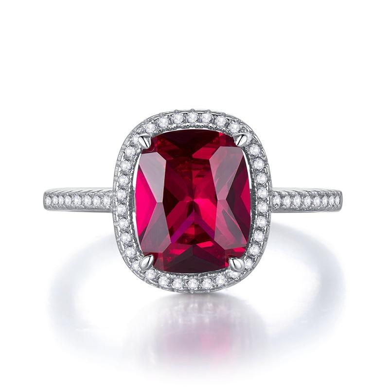 NO.052 S925 sterling silver oval cut cushion shape Ring 8*10mm 8A cubic zirconia ring fashion jewelry accessory woman girl promise ring Springtok