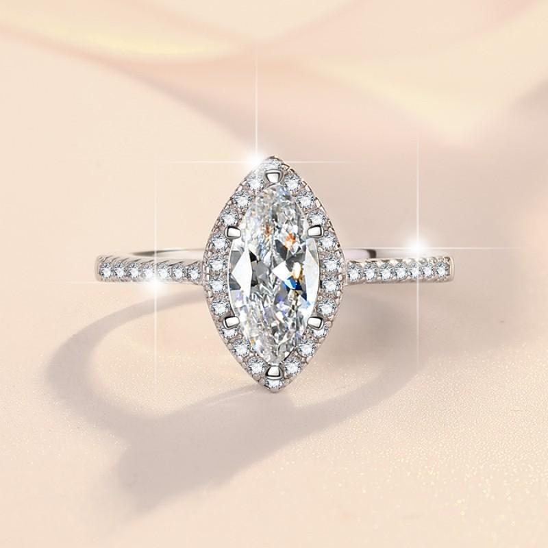 NO.078 8A Cubic Zirconia S925 Sterling Silver Horse Eye Ring fashion jewelry accessory woman girl promise ring Springtok