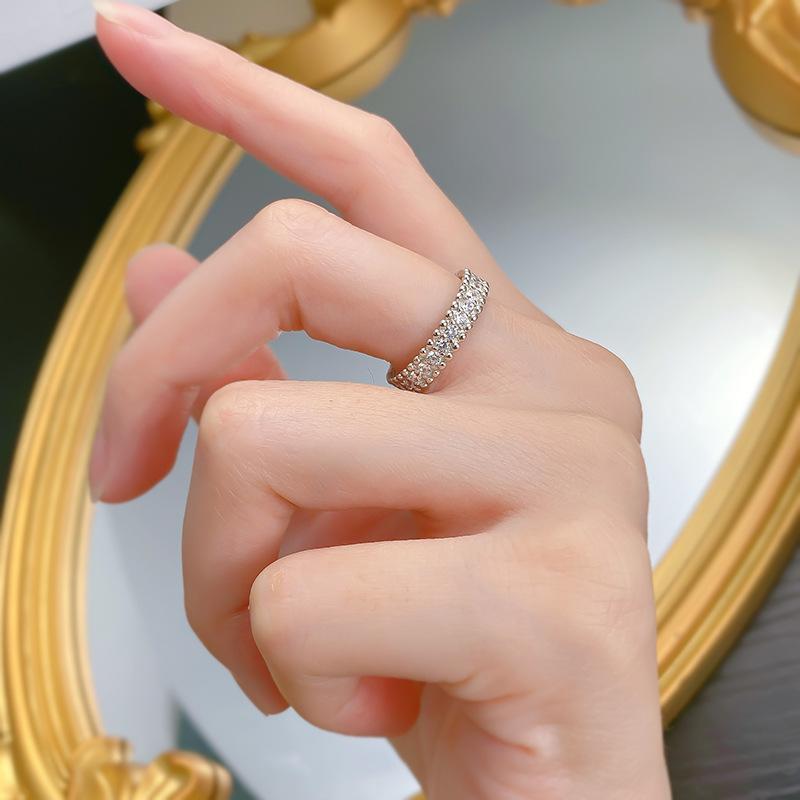 NO.097 S925 Sterling Silver Single Row Starry Ring 6A Cubic Zirconia Ring Daily Wear fashion jewelry accessory woman girl promise ring Springtok