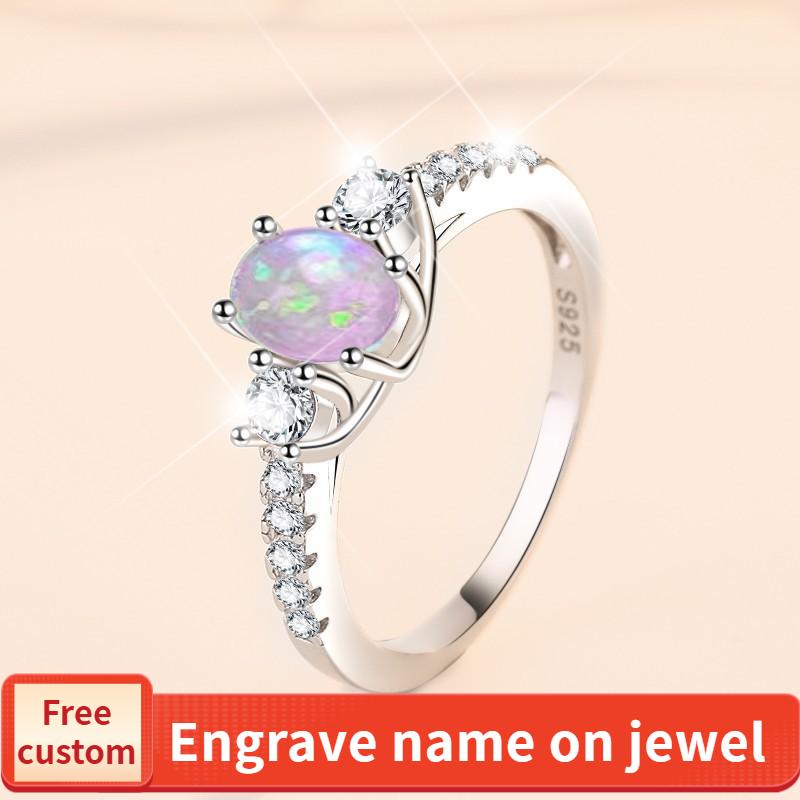 NO.119 925 Sterling Silver Ring Opal Stone Ring fashion jewelry accessory woman girl promise ring Springtok