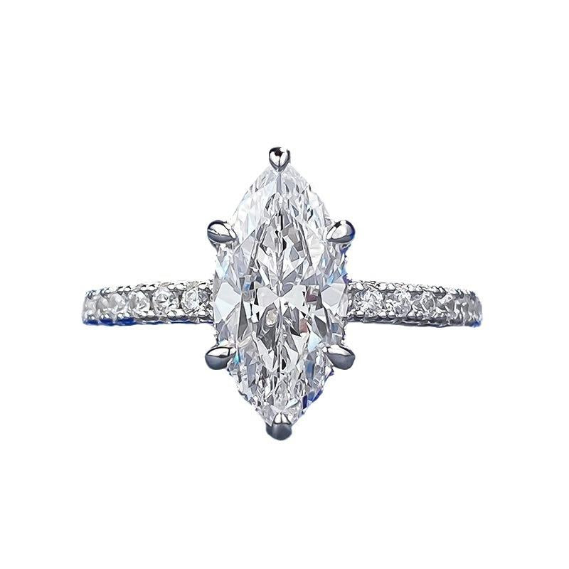 NO.002 S925 Sterling Silver Marquise Cut Horse Eye Ring 6*12mm 8A Cubic Zirconia Ring fashion jewelry accessory woman girl promise ring Springtok