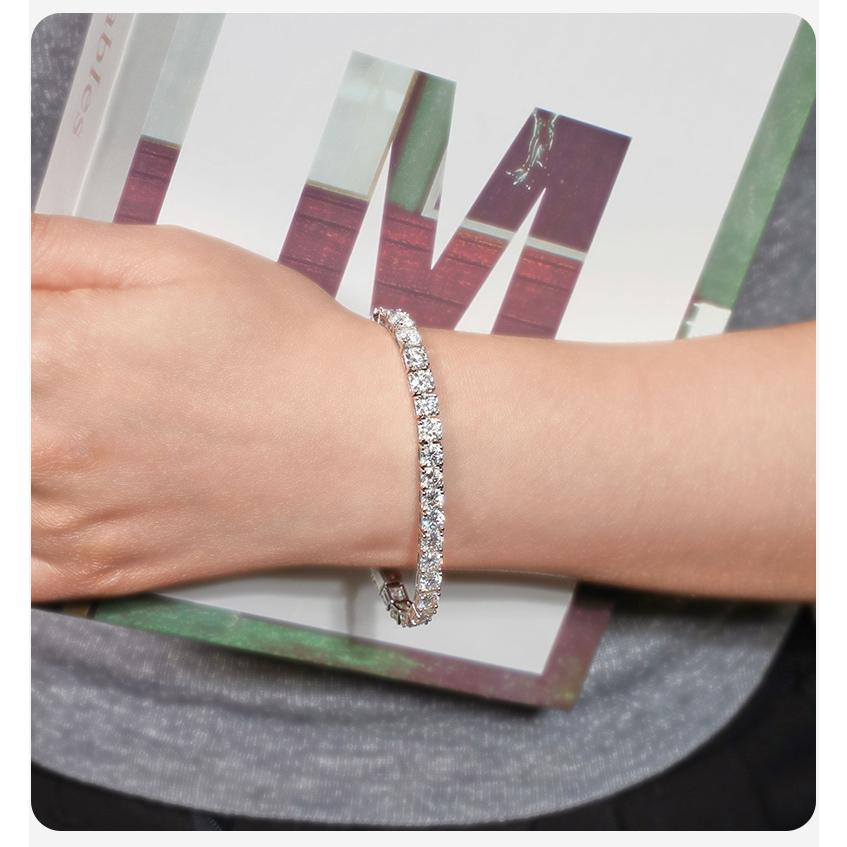 NO.225 S925 Sterling Silver Synthetic Moissanite Tennis Bracelet