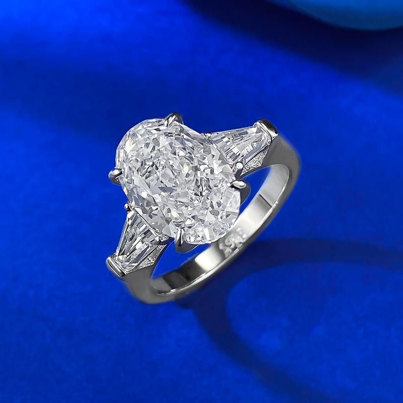 NO.042 S925 silver oval ice flower cut Ring 8*12mm 8A cubic zirconia ring fashion jewelry accessory woman girl promise ring Springtok