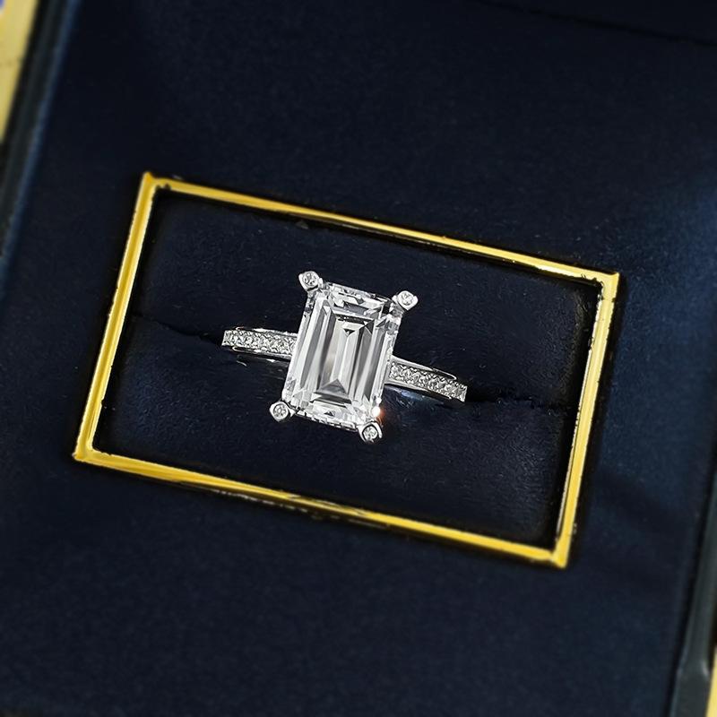 NO.070 S925 Sterling Silver Grandma Cut Square Ring 7*10mm 6A Cubic Zirconia Ring fashion jewelry accessory woman girl promise ring Springtok