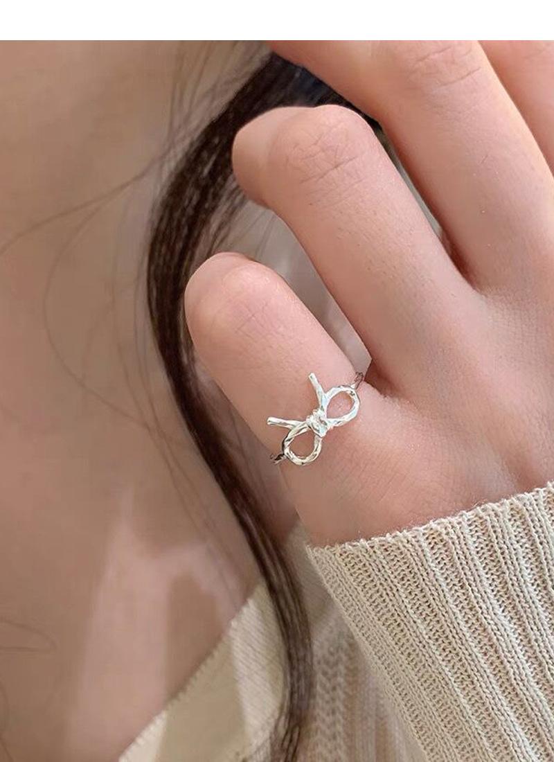 S925 Sterling Silver Bowknot Open Tail Ring Joint Ring for Women -514(45%)
