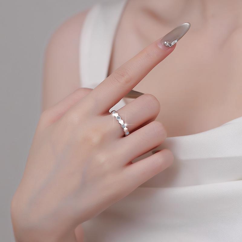 S925 Sterling Silver Honeycomb Band Ring Synthetic Moissanite Ring fashion jewelry accessory woman girl promise ring Springtok