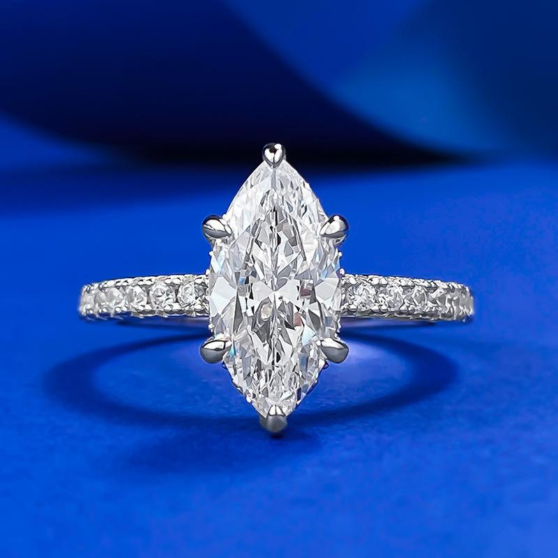 NO.002 S925 Sterling Silver Marquise Cut Horse Eye Ring 6*12mm 8A Cubic Zirconia Ring fashion jewelry accessory woman girl promise ring Springtok