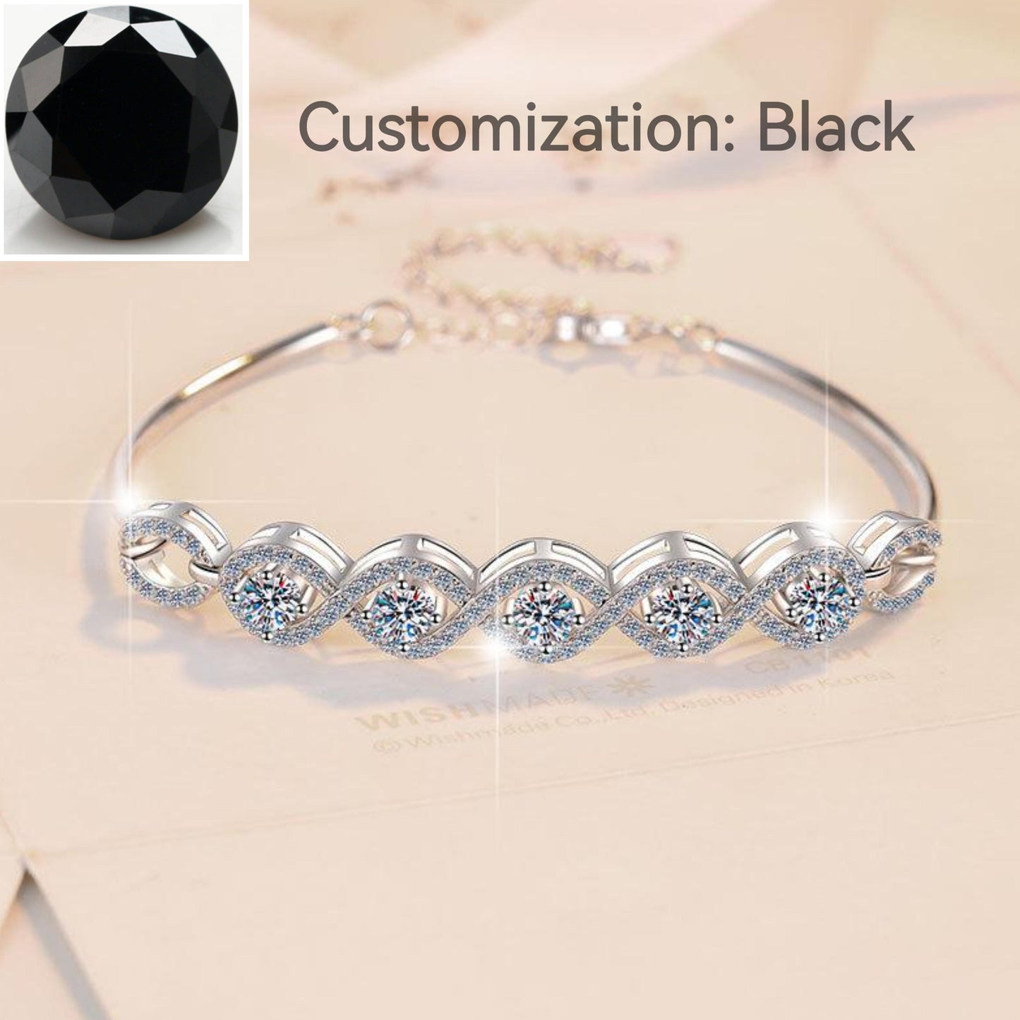 NO.210 S925 Sterling Silver Five Stars Bracelet Synthetic Moissanite Bracelet